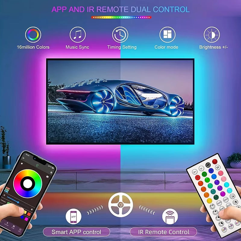 New 24V 5M 10M 20M 30M RGB LED Lights Strip Room Lamp Tape Music SYNC APP Remote Control Luces Led for Home Decor TV Backlight