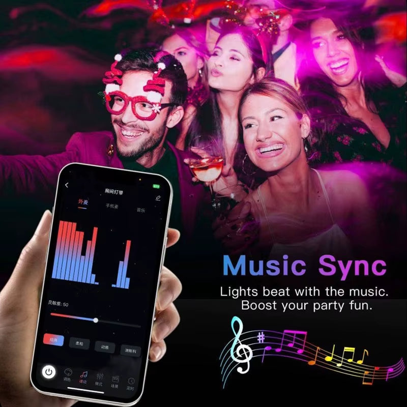 New 24V 5M 10M 20M 30M RGB LED Lights Strip Room Lamp Tape Music SYNC APP Remote Control Luces Led for Home Decor TV Backlight